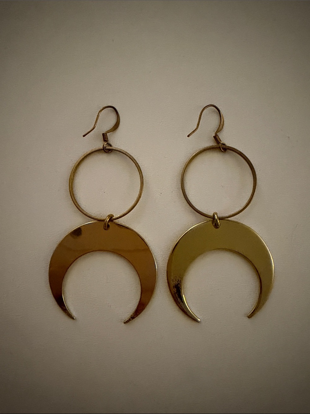 Gold Crescent Hoop Drop Earrings